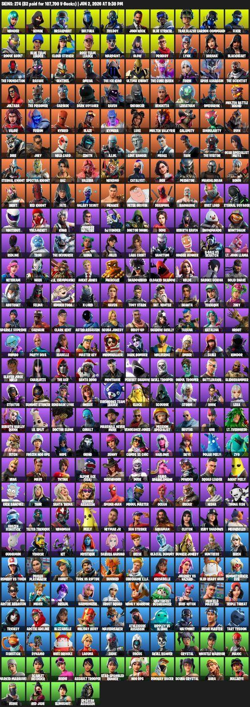 [PC/PSN/XBOX] | 274 skins | Merry Mint Axe | Take The L | OG STW | Wonder | IKONIK | Omega | Lara Croft | Breakpoint | Sultura | Trilogy | John Wick | Full Access