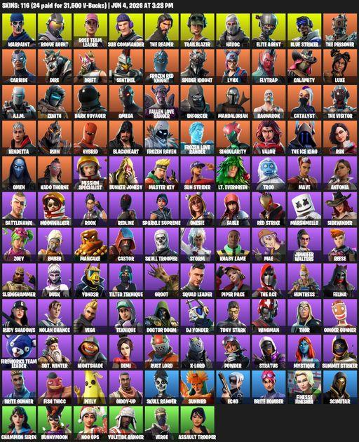 [PC/PSN/XBOX] | 116 skins | Take The L | OG STW | The Reaper | Elite Agent | Omega | Warpaint | Rogue Agent | Rose Team Leader | Sub Commander | Full Access