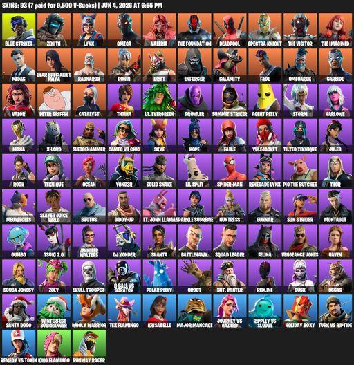 [PC/XBOX] | 93 skins | Omega | Blue Striker | Zenith | Lynx | Valeria | The Foundation | Deadpool | Spectra Knight | The Visitor | The Imagined | Full Access
