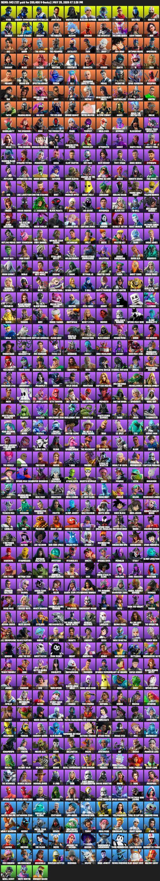 [PC/PSN/XBOX] | 543 skins | Leviathan Axe | Lara Croft | Fixer | Carbon Commando | Point Patroller | John Wick | Darth Vader | Blizzard Bomber | Full Access