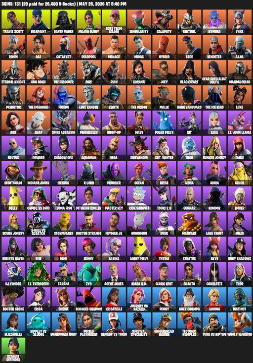 [PC/XBOX] | 131 skins | OG STW | Travis Scott | Lara Croft | Warpaint | Darth Vader | Major Glory | Rose Team Leader | Singularity | Calamity | Full Access