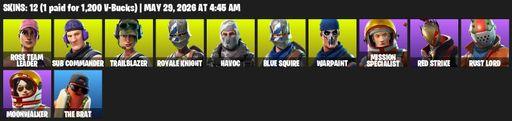 [PC/PSN] | 12 skins | Take The L | OG STW | Royale Knight | Blue Squire | Rose Team Leader | Sub Commander | Trailblazer | Havoc | Warpaint | Full Access