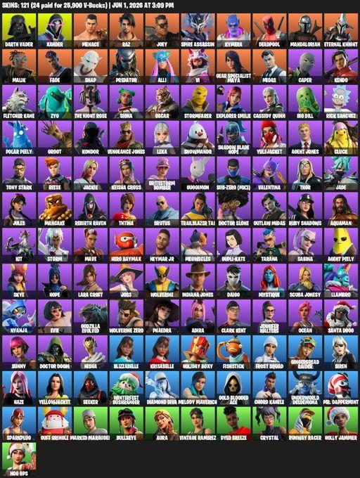 [PC/XBOX] | 121 skins | Leviathan Axe | Lara Croft | Darth Vader | Xander | Menace | Raz | Joey | Spire Assassin | Kymera | Deadpool | Mandalorian | Full Access