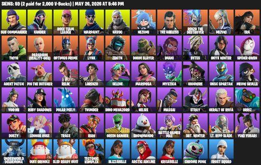 [PC/PSN/XBOX] | 59 skins | 700 V-bucks | OG STW | Sub Commander | Xander | Rose Team Leader | Warpaint | Havoc | Nezumi | The Ageless | Full Access