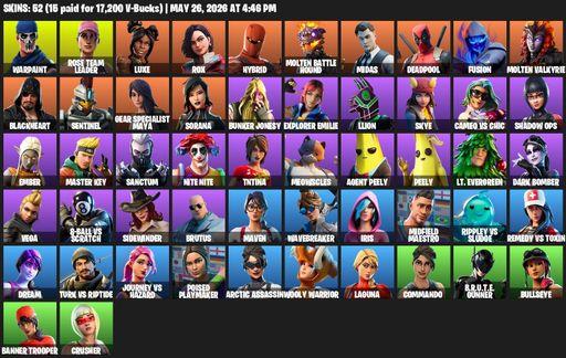[PC/PSN] | 52 skins | OG STW | Warpaint | Rose Team Leader | Luxe | Rox | Hybrid | Molten Battle Hound | Midas | Deadpool | Fusion | Molten Valkyrie | Full Access